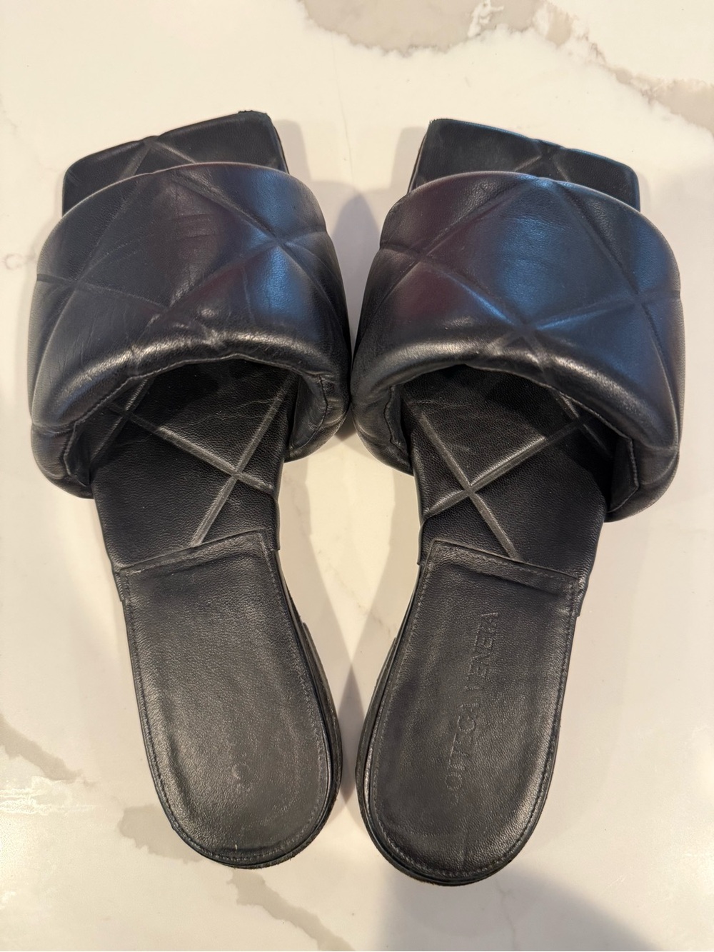 Bottega Veneta Black Quilted Leather Slide Mules